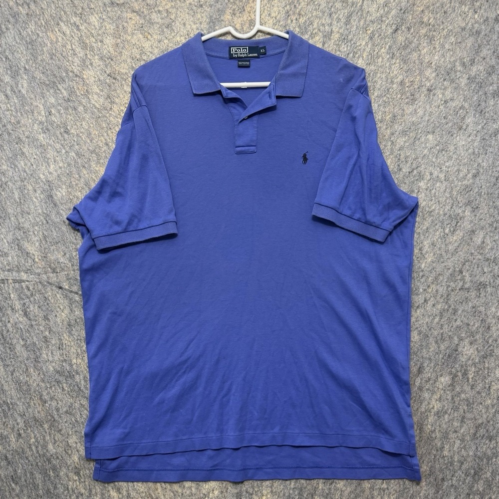 Polo Ralph Lauren Mens XL Polo Shirt Blue Purple Cotton Black Pony Logo